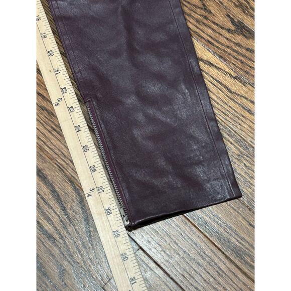 BLK DNM Women's Dark Violet Mid Rise Slim Fit Leather Skinny Ankle Pants Size 28 - Picture 8 of 10